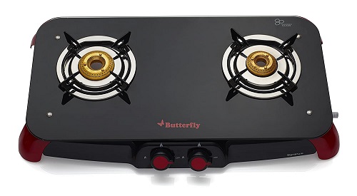 Butterfly Signature Glass Top 2 Burner Gas Stove 