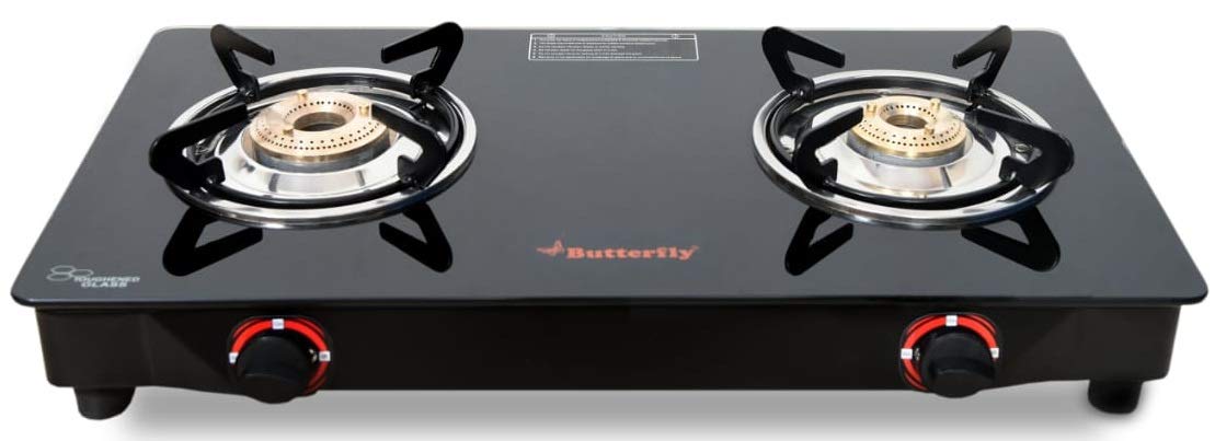 Butterfly Smart Glass Top 2 Burner Gas Stove