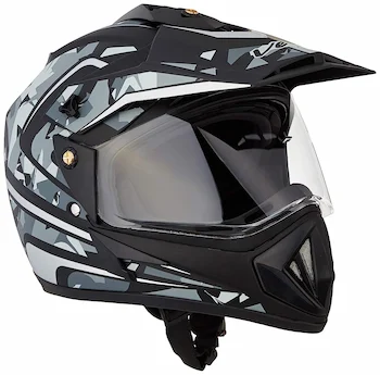 Vega Off Road Camouflage ISI Certified Matt Finish Full Face Dual Visor with Peak Helmet for Men and Women