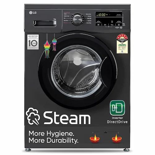 LG 9 Kg 5 Star Inverter Touch panel Fully-Automatic Front Load Washing Machine with In-Built Heater